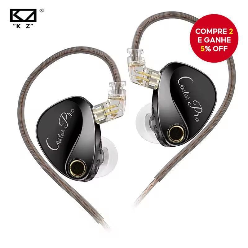 KZ Castor Pro Fones de Ouvido Intra-Auriculares com Fio Ajustáveis de Duplo Driver Dinâmico de 10 mm Customizados para