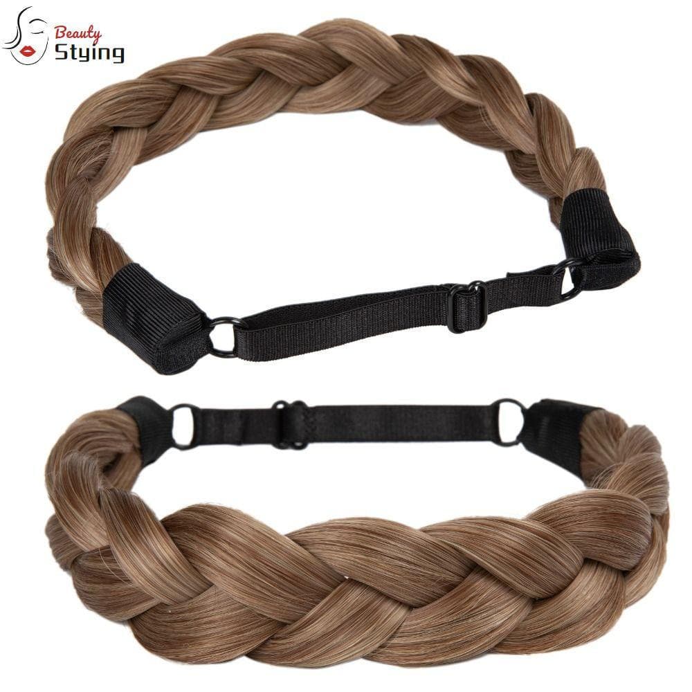 Faixa De Cabelo Trançada GERYRUD , Extensões De Coque Sintético Elástico Dourado/Marrom/Preto , Ajustável