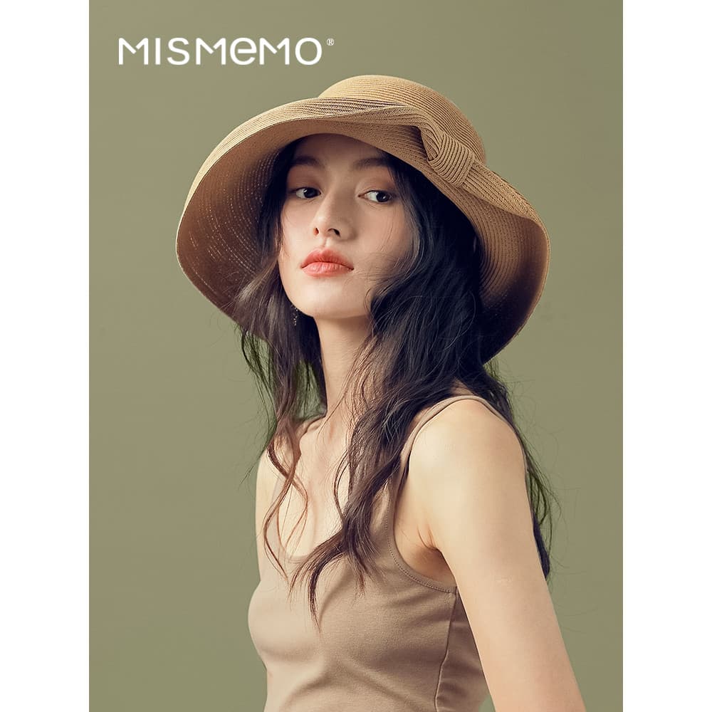 MISMEMO Hepburn Chapéu de palha feminino verão aba grande protetor solar chapéu moda beira-mar praia chapéu de sol dobrá