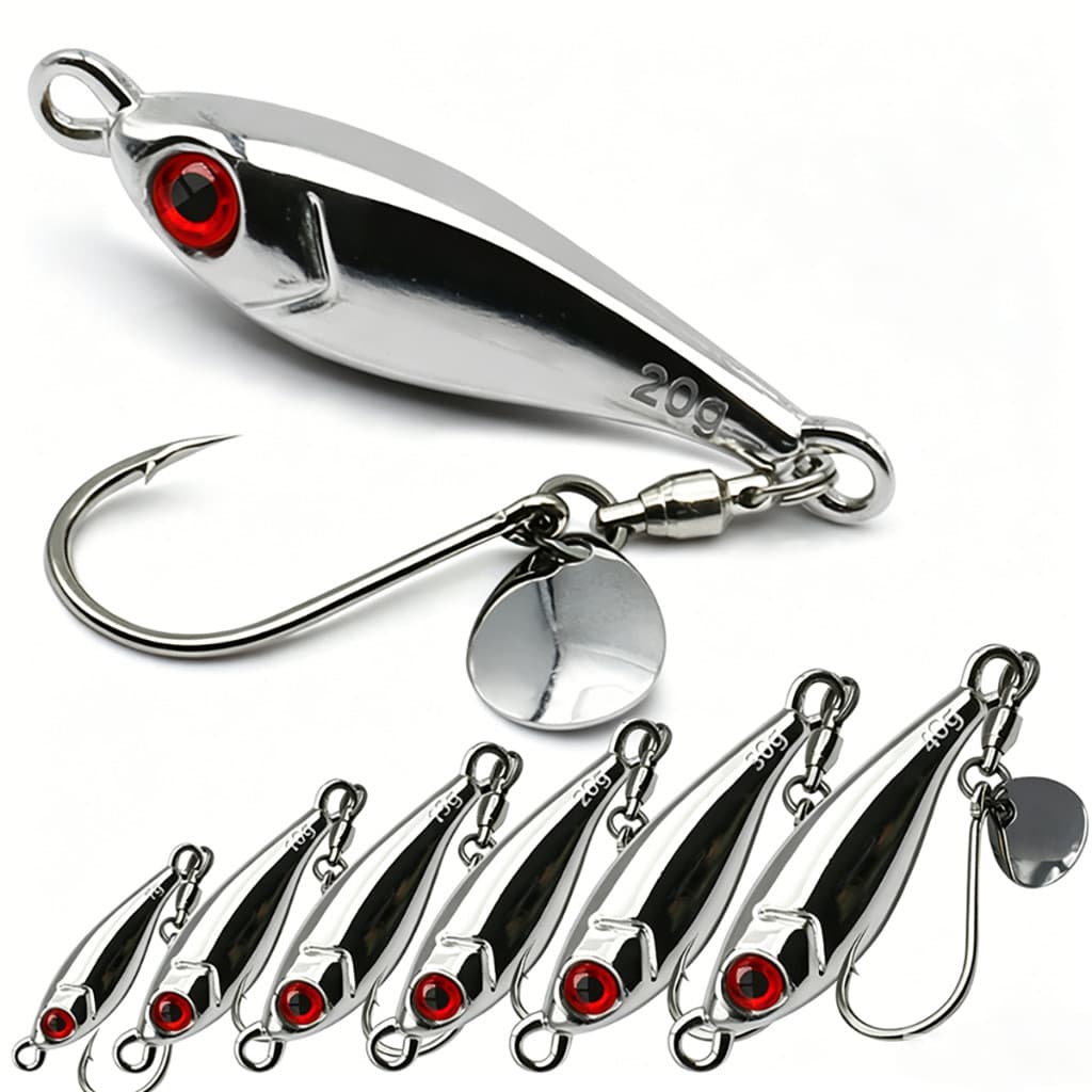 Kit 3 Iscas Artificiais Metal Jig Com Colher Rotativa Fundo 10g 20g 30g