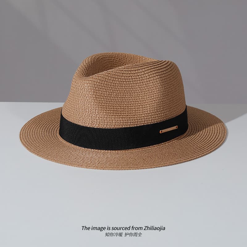 Chapéu de palha panamá verão guarda-sol Anti-ultravioleta chapéu de sol unissex chapéu superior elegante All-Match Jazz