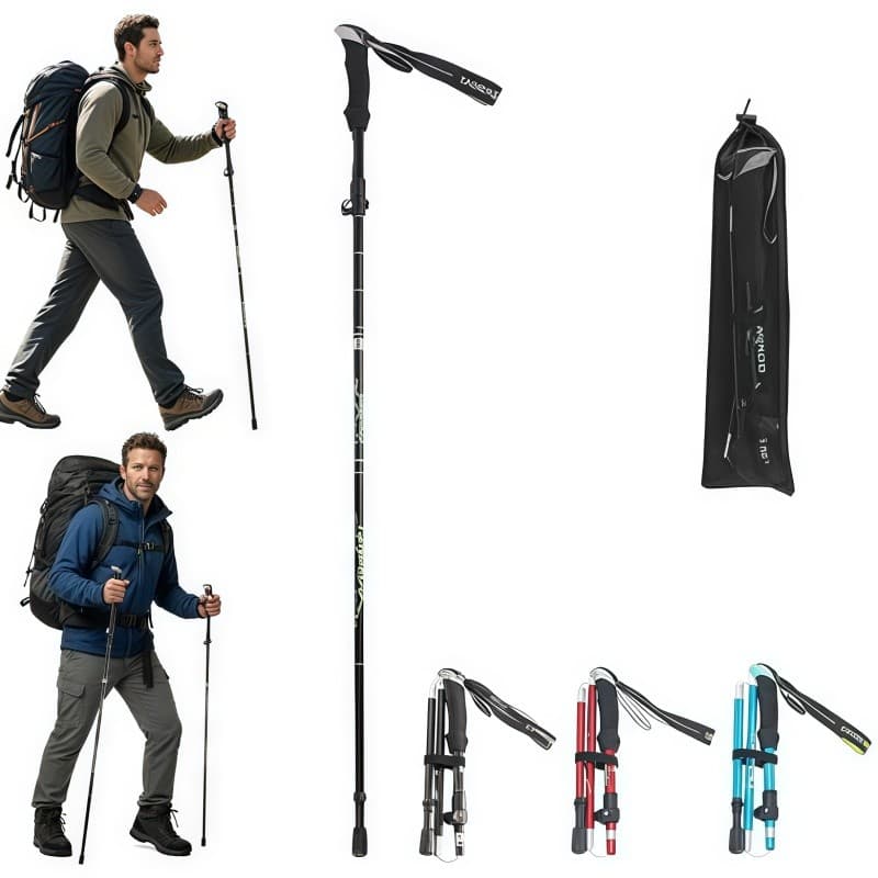 Bastão de Caminhada Trilha Anti Shock Alumínio Ajustável 65-135cm Anti Choque 250g