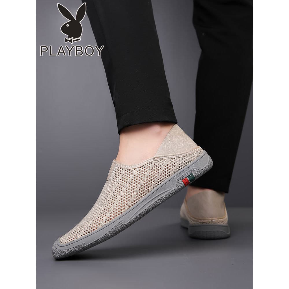 Playboy verão sapatos de malha masculina oco malha respirável Casual esportes preguiçoso pessoas deslizamento em sandáli