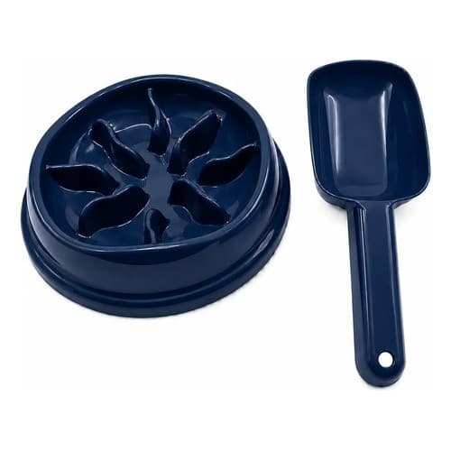Kit Comedouro Lento Interativo 22cm Pá Ração Raças Médias N/a Azul-escuro