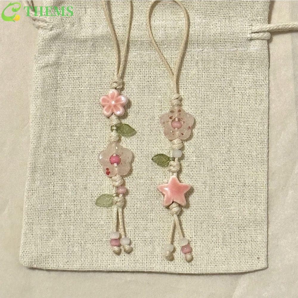 Amuleto De Telefone Com Flor De Estrela THEMS , Alça De Celular Contas De Cerâmica Em Cores Pastel , Cordão Pingente