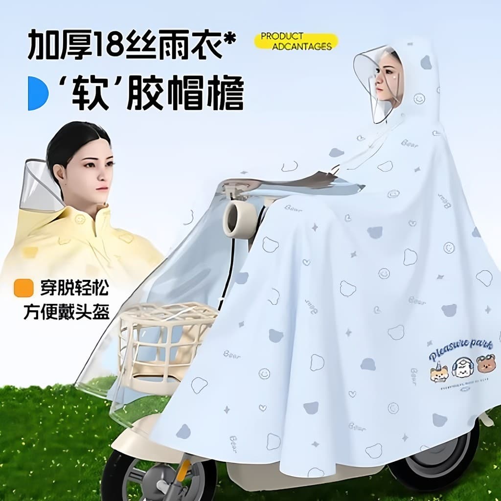 Bateria elétrica carro capa de chuva feminina única equitação longa corpo inteiro Extra engrossado capa de chuva adulto