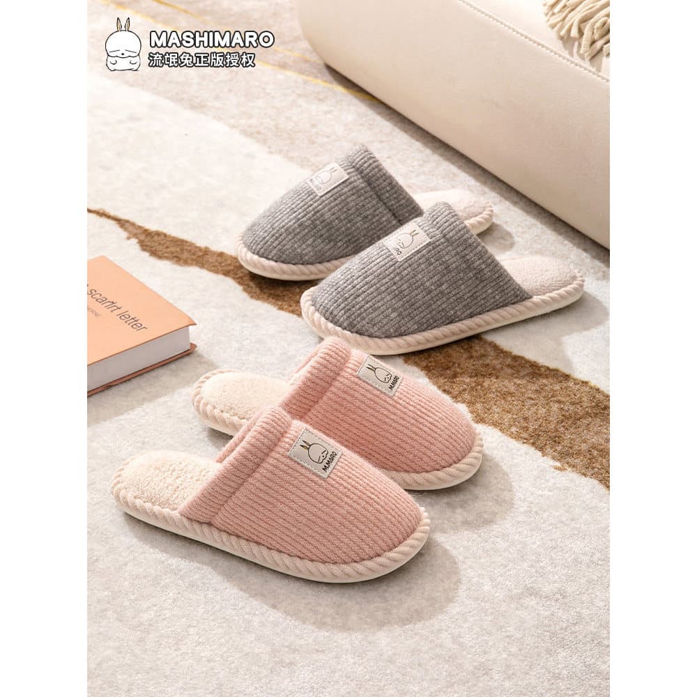 Rogue coelho inverno chinelos de algodão feminino casa piso antiderrapante interior respirável mudo confortável pelúcia