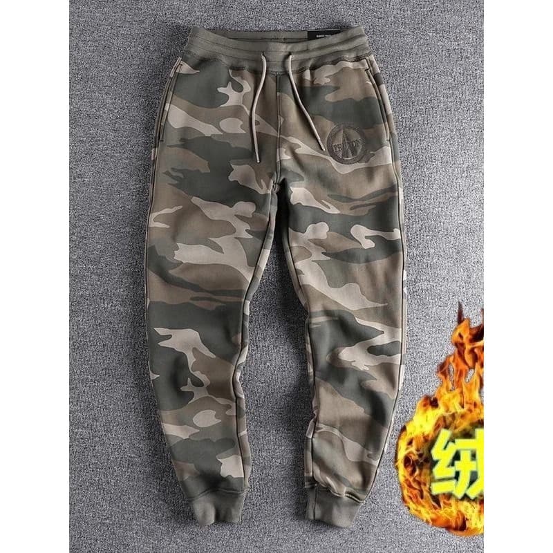 Americano Retro camuflagem macacão masculino inverno solto Harem calças rufião bonito escovado engrossado calças casuais