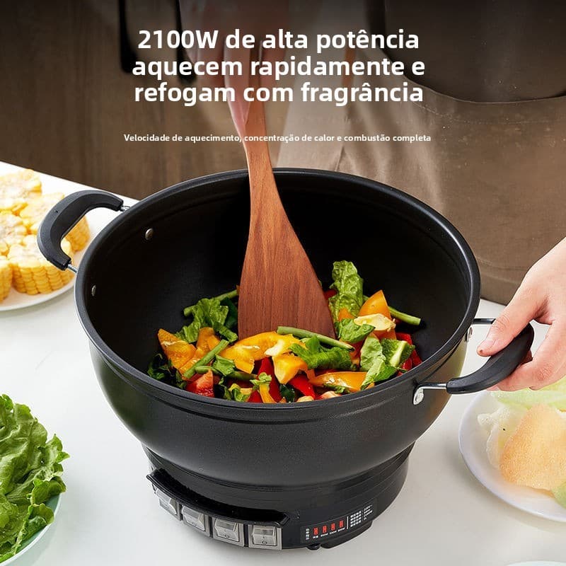 Panela elétrica Wanli, frigideira elétrica, panela antiaderente, panela elétrica multifuncional, com função integrada de