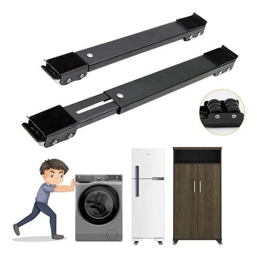 Suporte Com Rodízio Aluminio Para Geladeira Fogão E Máquina De Lavar Base Carrinho