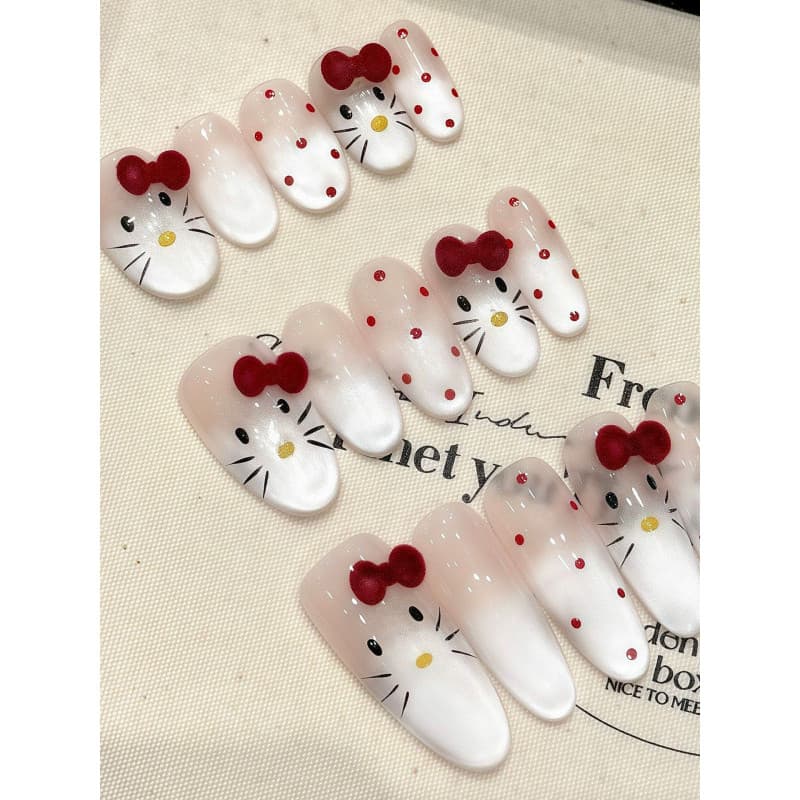 [Venda quente!Veludo KT Cat] Feito à mão de alta qualidade usando unhas pintadas à mão olho de gato cor Nude sensação de