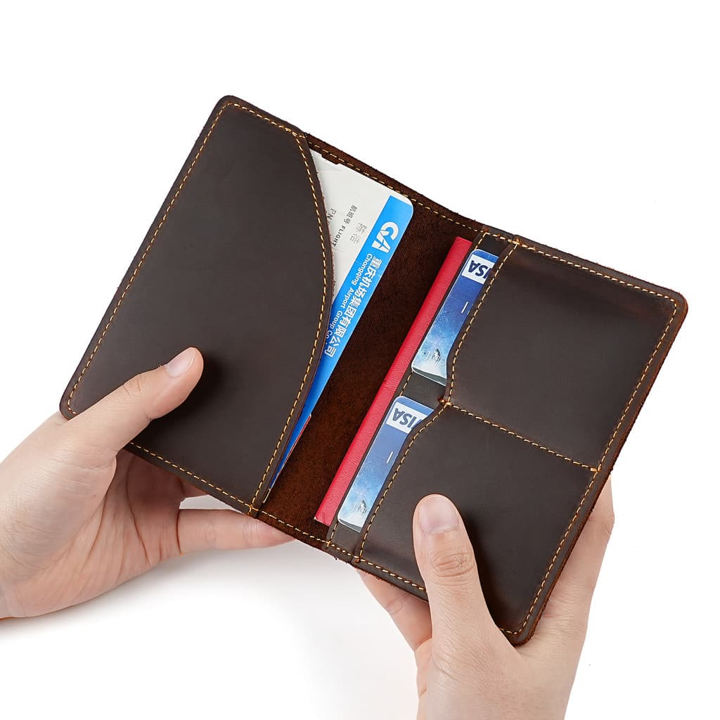 Europeu americano estilo Retro Crazy Horse couro passaporte saco Unisex porta-passaporte titular do cartão de couro genu