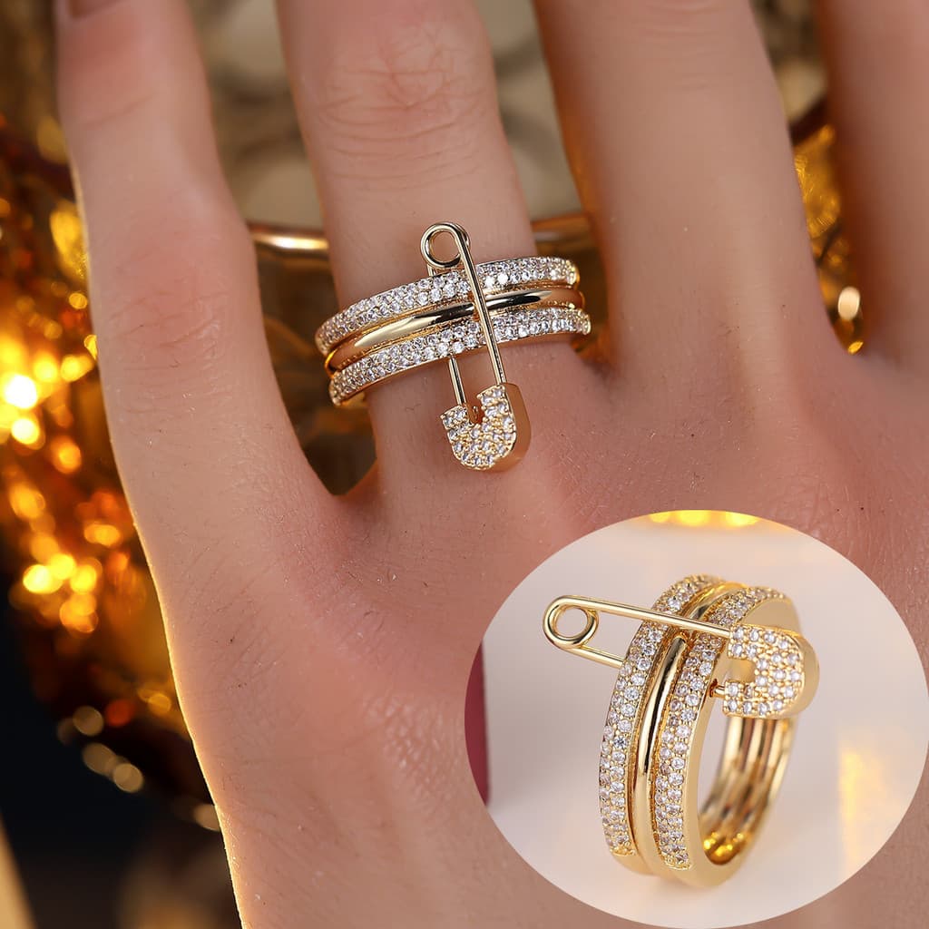 Anel de zircão com alfinete de moda feminina transfronteiriça