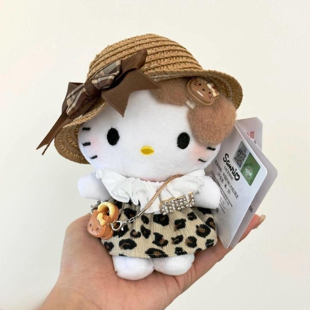 HelloKitty Bolsa Pingente Leopardo Estampa Mãe Filha Olá Kitty Boneca Pingente Boneca de Desenho Animado Chaveiro Femini