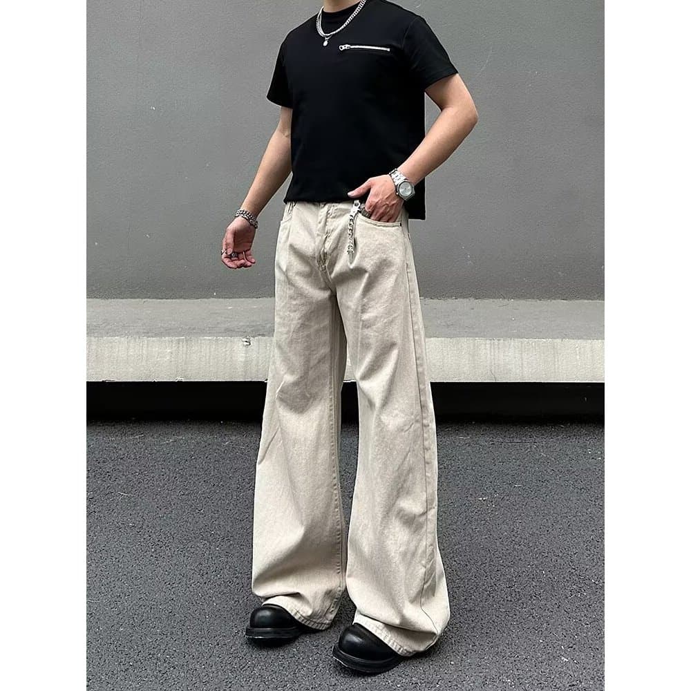 Estilo Hong Kong na moda masculina verão novo estilo 2025 carta única Jeans Hip Hop ins na moda High Street na moda rufi