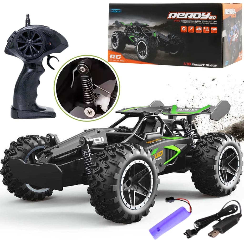 Carrinho de Controle Remoto Grande Recarregável Off Road com Suspensão