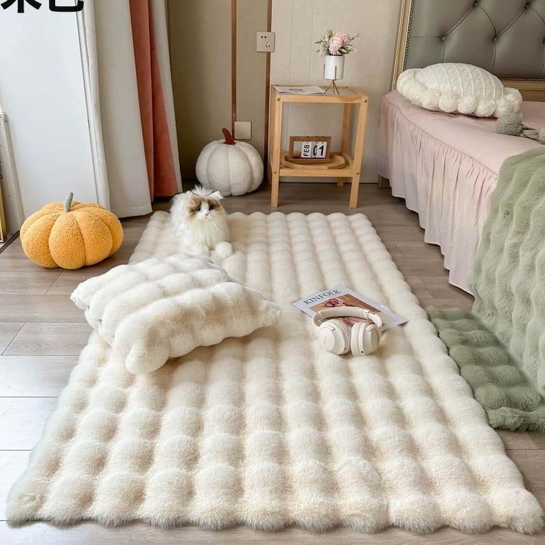 [Novo produto] imitação de lã de coelho bolha de lã estilo creme sala de estar quarto sofá de cabeceira tapete de pelúci
