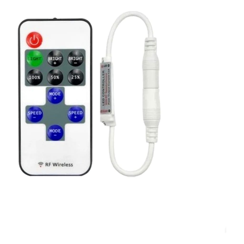 Mini Controlador para Fita LED com Controle Remoto RF Sem Fio – Dimmer Inteligente
