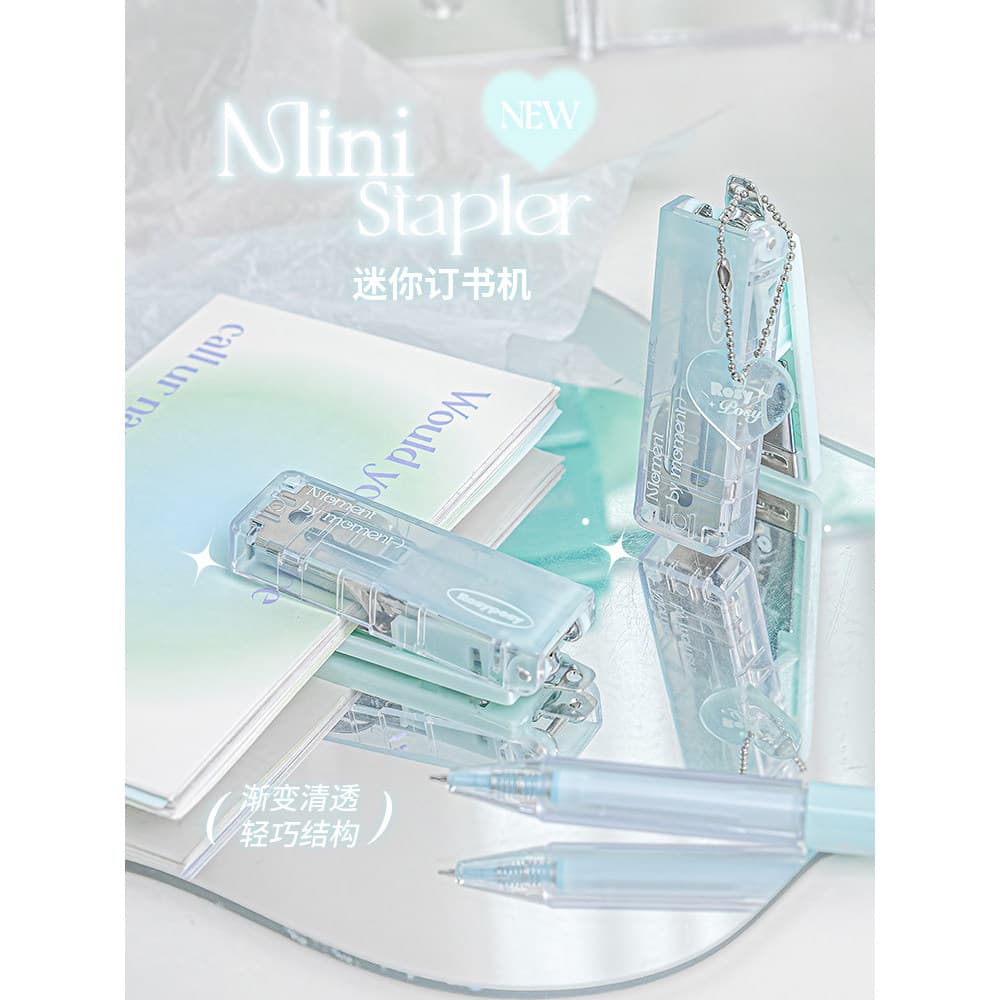 RosyPosy Grampeador de configuração suave Papelaria para estudantes Mini grampeador pequeno Grampeador portátil para eco