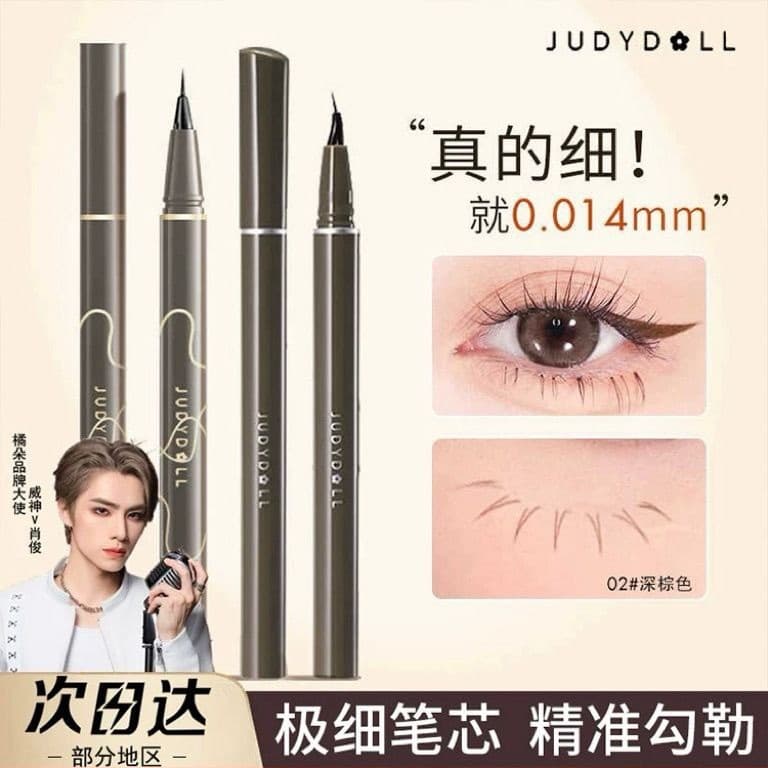 A Caneta Delineadora Líquida Laranja Judydoll desenha com precisão linhas pretas ultrafinas e suaves com cor natural, pr