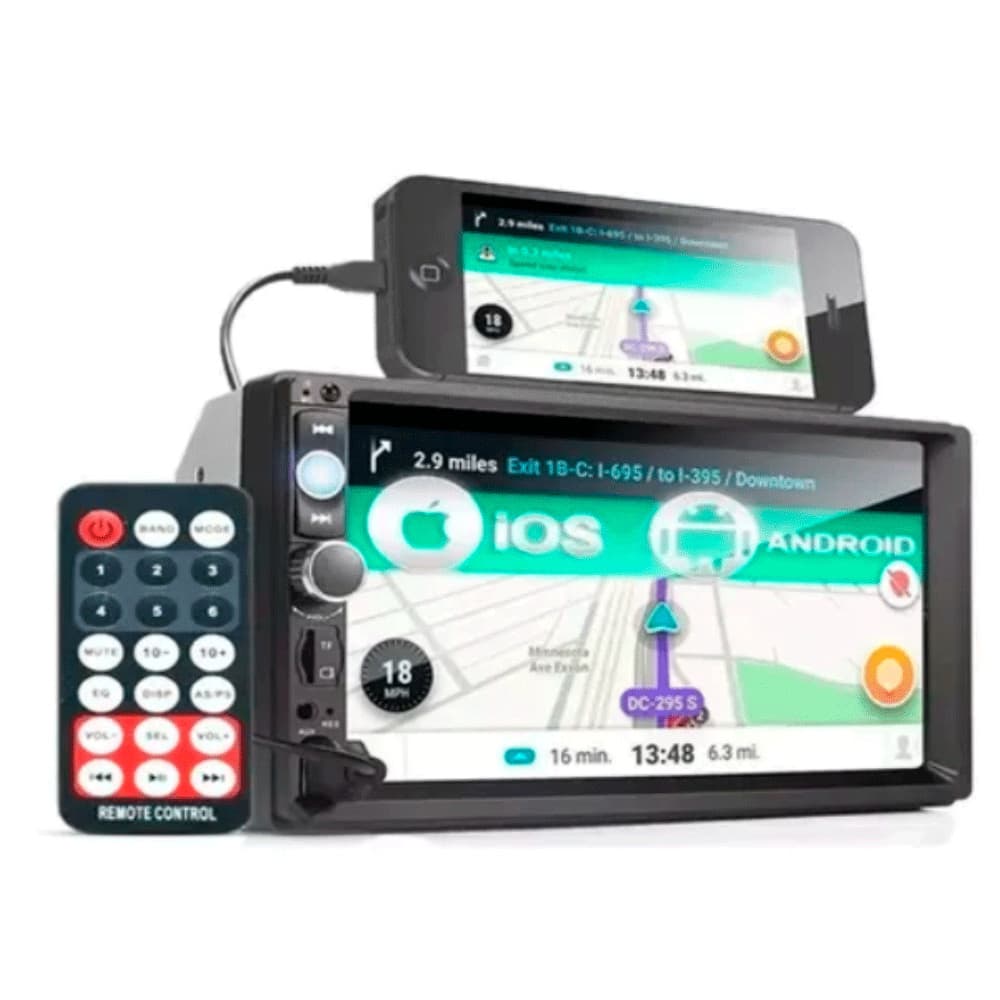 MP5 2 Din Android IOS 7 Polegadas Bluetooth USB 7010S