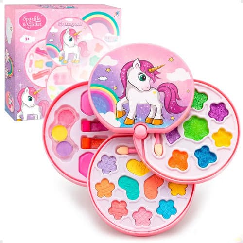 Kit Maquiagem infantil Completa Paleta de Sombra 18 Cores Unicórnio Lavável Presente Criança