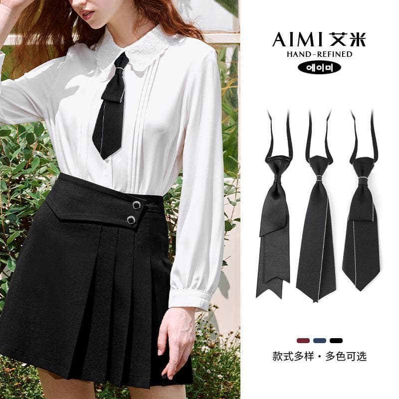 Gravata grátis unissex simples preta estilo Preppy camisa terno Formal terno banco armário acessórios de mesa frontal