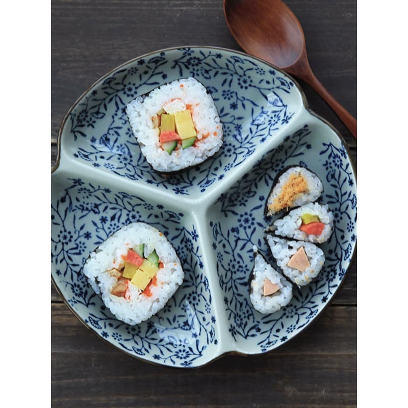 Estilo japonês Four Seasons Underglaze Color Talheres em destaque Prato de cerâmica Prato de compartimento doméstico Pra
