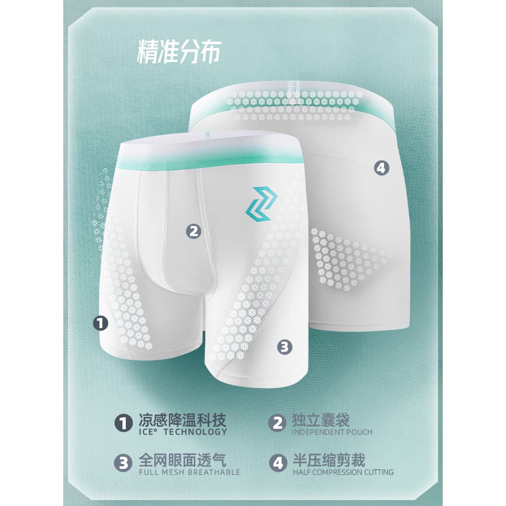 Roupa interior esportiva de força esquerda e direita masculina Anti-desgaste perna malha de seda gelo verão respirável t