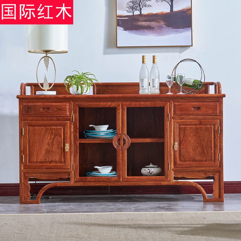 Ouriço vermelho sândalo novo estilo chinês madeira maciça armário de chá armário de mogno jantar armário lateral african
