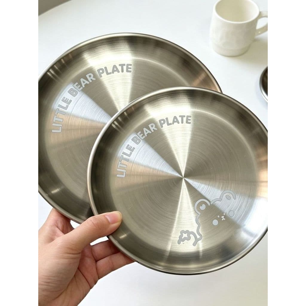 Ins estilo coreano placa de aço inoxidável bolo placa bandeja influenciador sobremesa disco engrossado placa plana osso