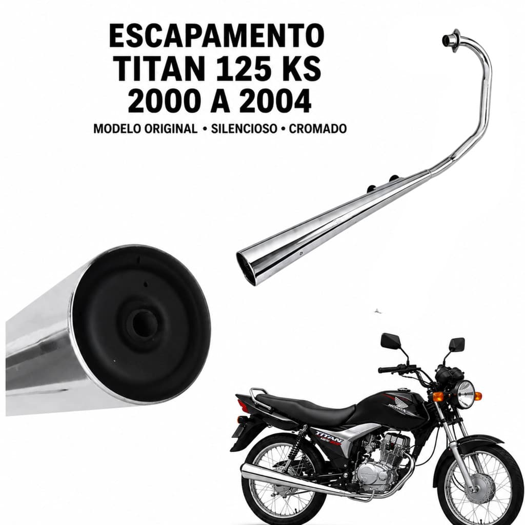 Escapamento Titan 125 Ks 2000 á 2004  modelo do original silencioso cromado