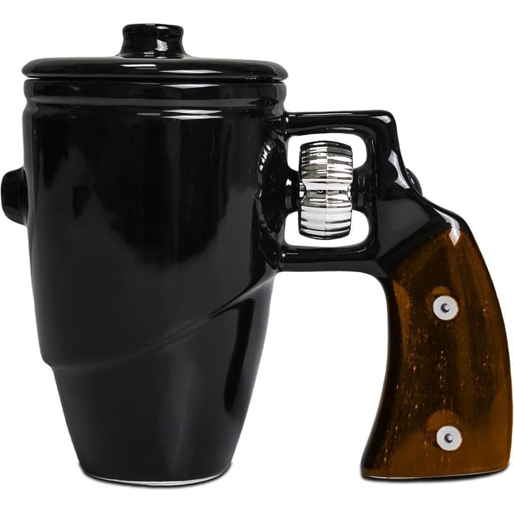Caneca Revólver com Tampa, Caneca de Cerâmica Criativa para Café e Chá com Alça Giratória, Canecas de Presente 3D, Prese