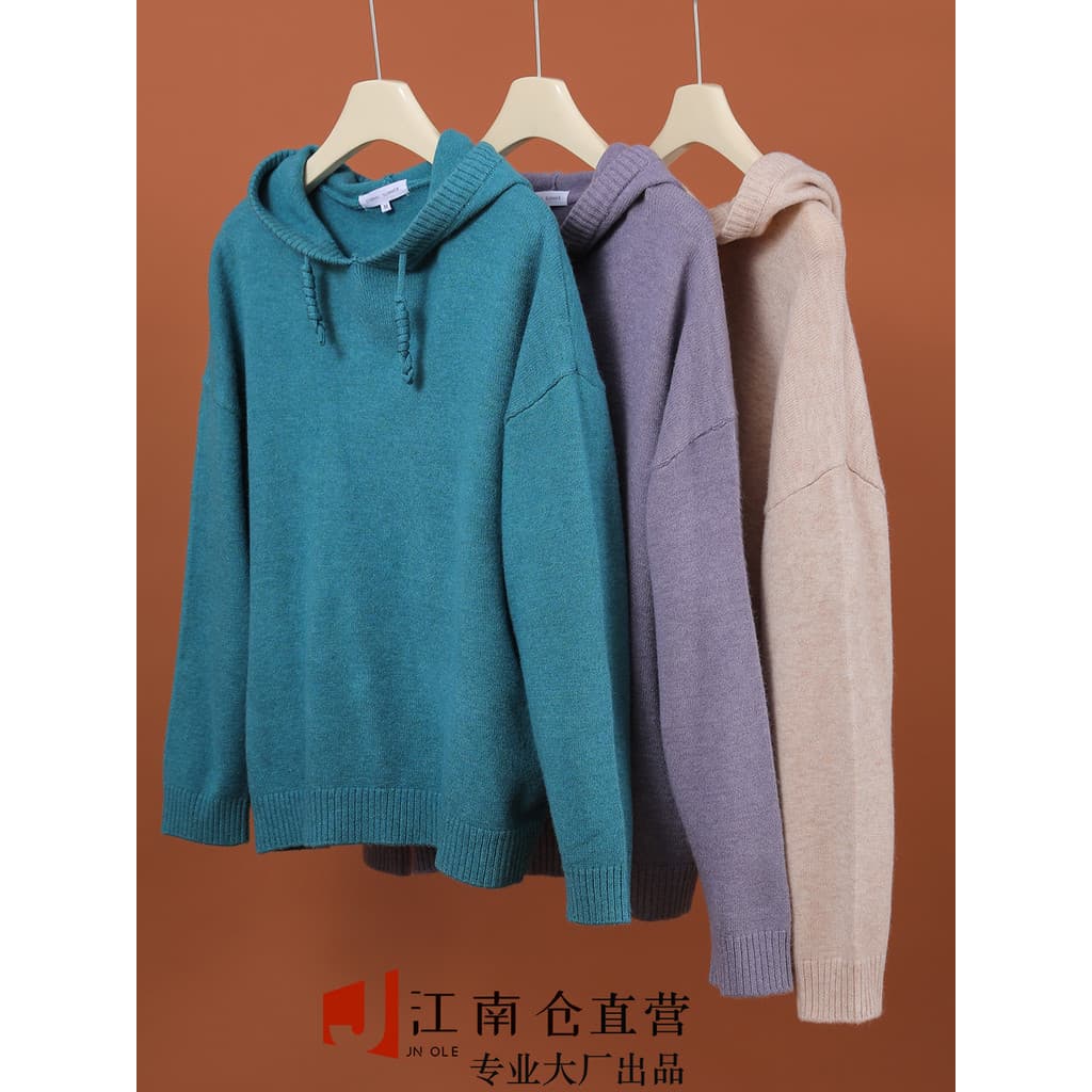 Jiangnancang|Desconto na marca Shopping retirada armário camisola feminina com capuz cor sólida pulôver grosso K