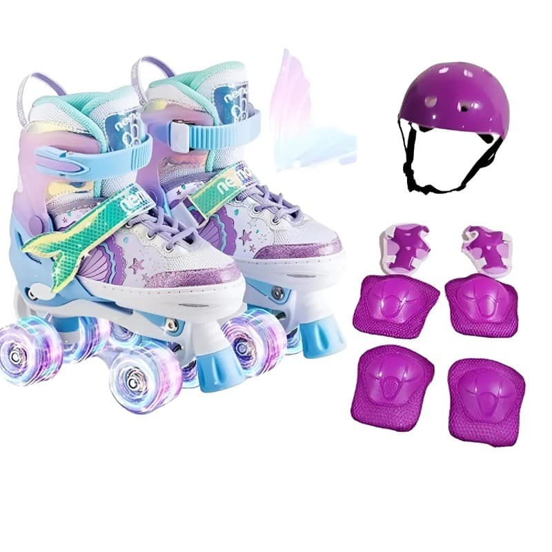 PATINS INFANTIL COM LED COM KIT  - AJUSTÁVEL - DIVERSÃO CRIANÇAS BRINQUEDO