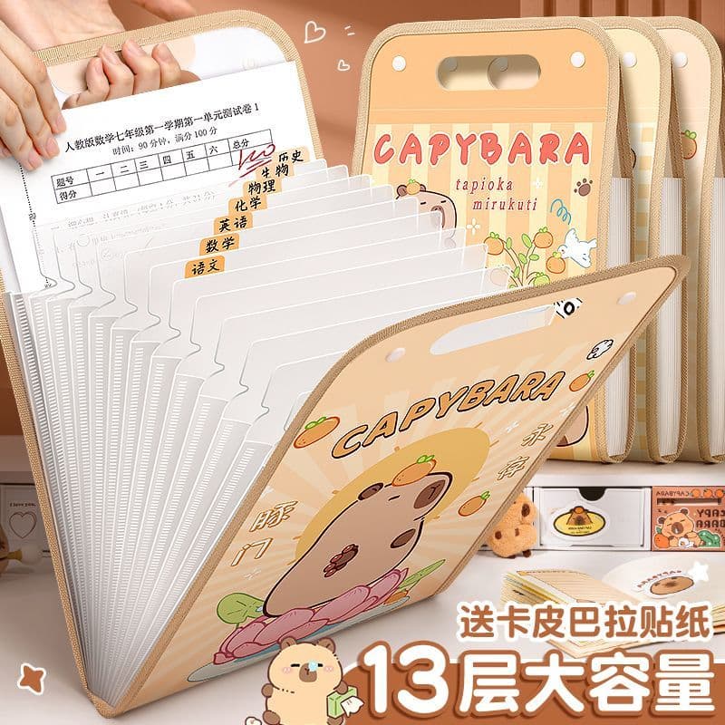 Carpillar pasta portátil Multi-camada saco de órgão grande capacidade saco de armazenamento de papel de teste estudante