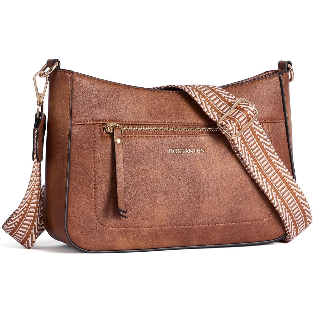 Bolsas Transversais BOSTANTEN para Mulheres, Bolsas de Ombro em Couro Vegano, Bolsa Hobo com Alça Removível para Viagens