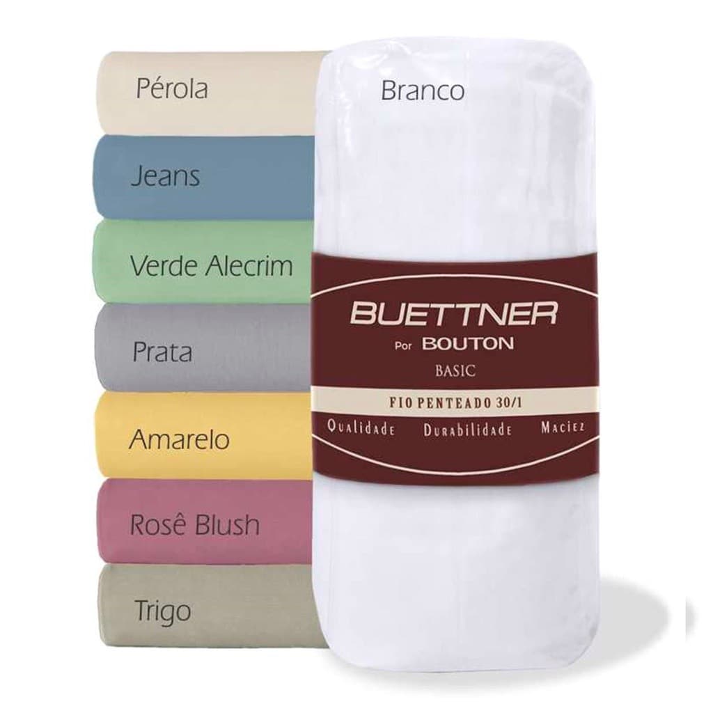 Lençol Queen C/ Elástico Malha 100% Algodão Buettner Bouton Cama Casal Queen size Fio Penteado 35cm Original