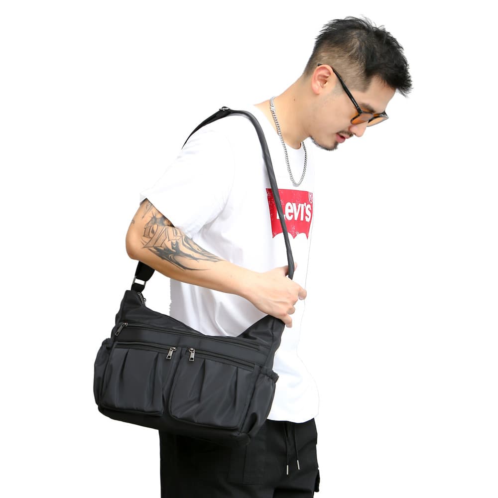 Bolsa mensageiro Casual masculina leve com vários bolsos, repelente de água, bolsa de ombro para viagem de curta distânc