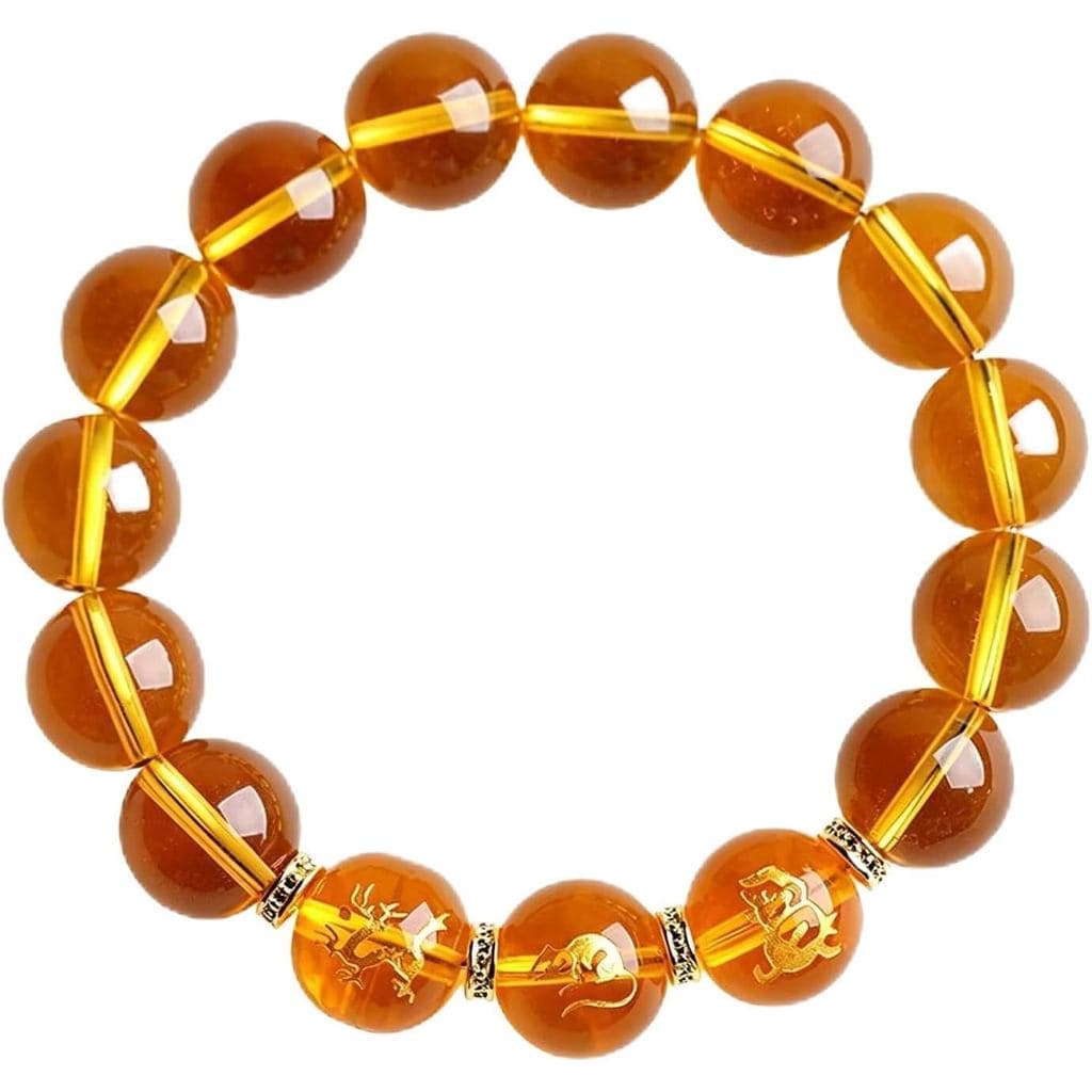 Pulseira de Citrino Natural para Mulheres e Homens, Pulseira de Cristal do Zodíaco Chinês, Feng Shui, Espiritual, Boa So