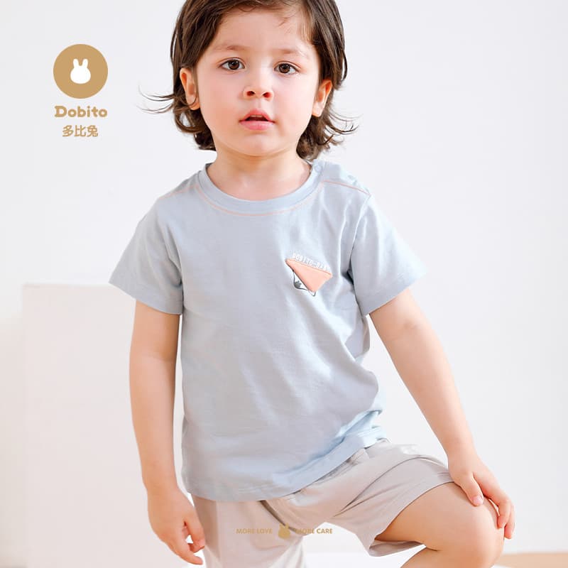 Dobi coelho meninos camiseta bebê de manga curta topo 2026 verão novo estilo bebê menina puro algodão camiseta solta est