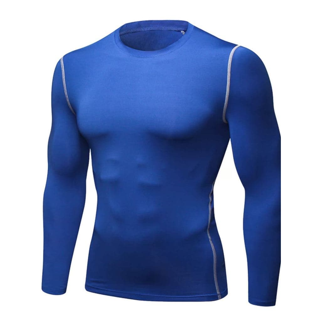 Esportes de Fitness de manga comprida masculino elástico de secagem rápida collants respirável suor-Wicking camisa de fu
