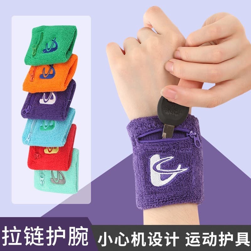 Pulseiras esportivas absorventes de suor de algodão verão estilo fino com zíper toalha pulseiras homens mulheres Fitness