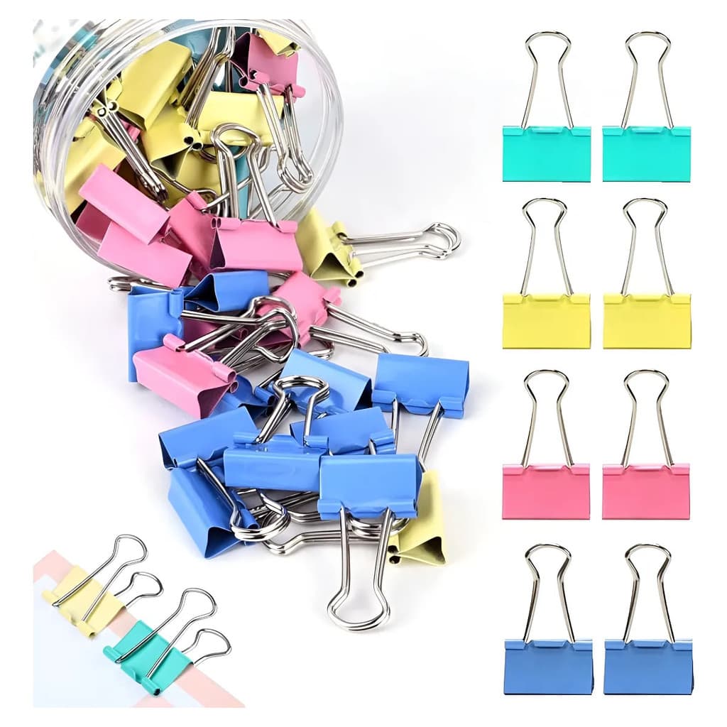 Clips De Papel Tipo Prendedor 25mm Com 48 Peças Coloridos Colorido