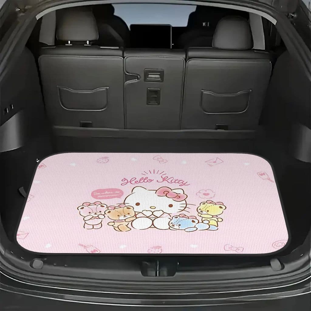 Tapete de porta-malas de carro Hello Kitty de 1 peça, tapete de porta-malas antiderrapante e fácil de limpar, tapete de