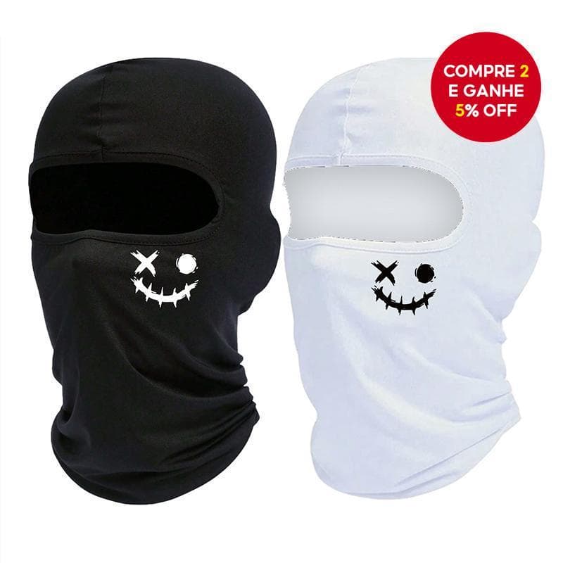 Máscara de corpo inteiro para esportes ao ar livre, equitação, com estampa sorridente, proteção solar, respirável,