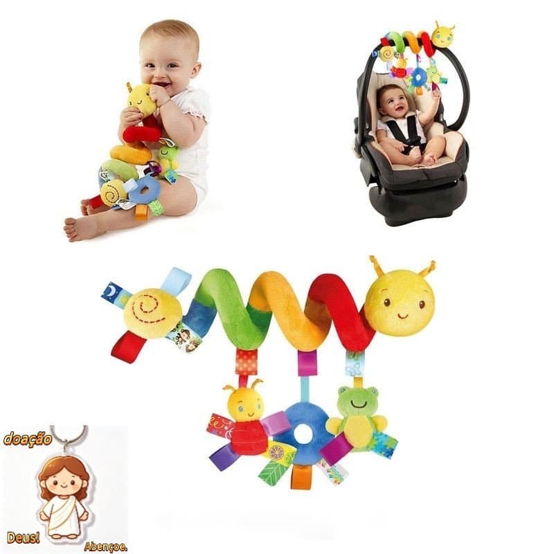 móbile espiral pelúcia centopéia para carrinho de bebê berço e bebê conforto mobile chocalho（Dar chaveiro）