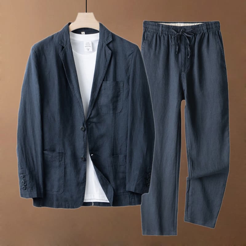 High-end jaqueta masculina de linho puro verão high-end terno de linho masculino terno Casual primavera outono estilo fi