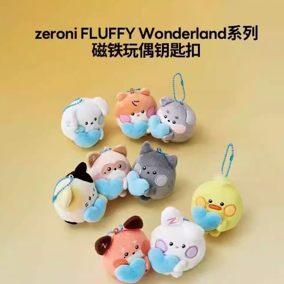 Zeroni FLUFFY Wonderland Love Plush Rodada Ímã Pingente Chaveiro ZB1 Nome Mercadoria