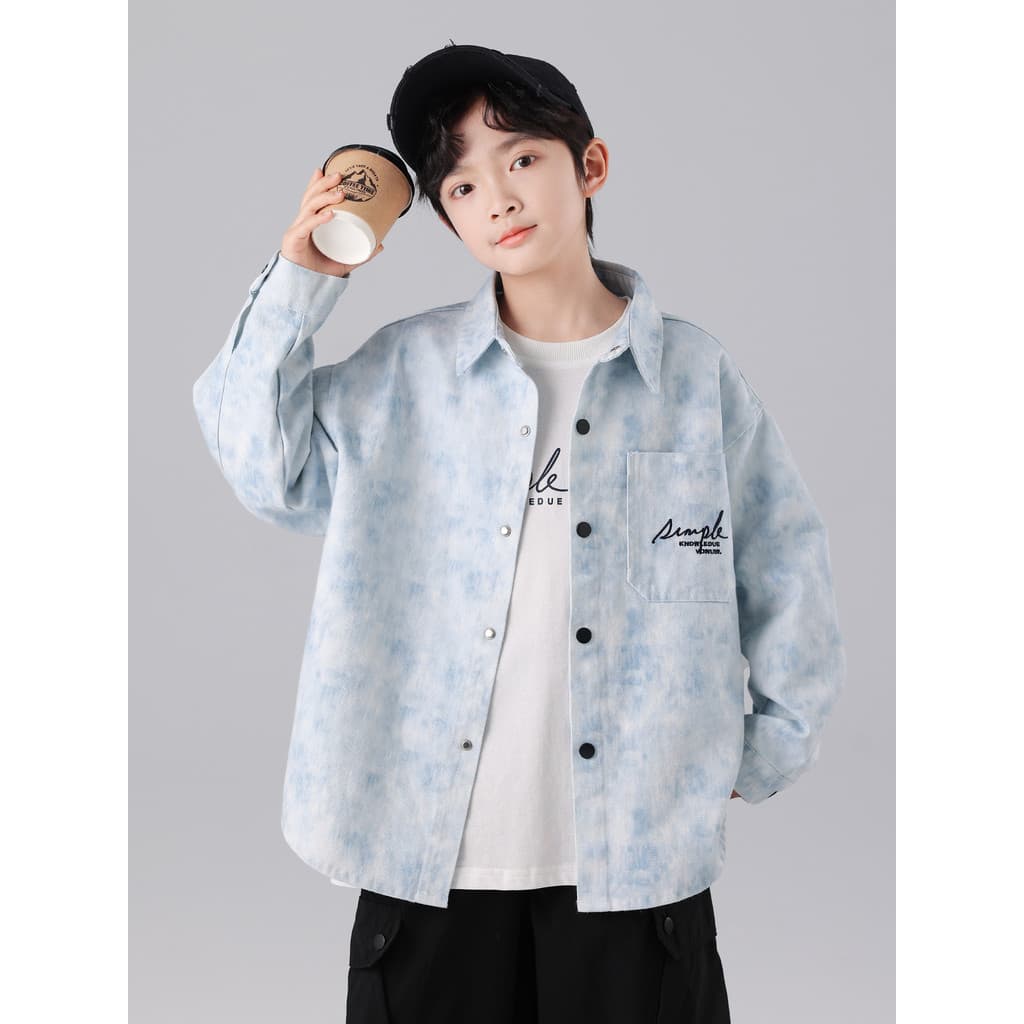 Meninos camisa primavera outono estilo 2026 novo estilo primavera topos médio grande crianças meninos primavera camisa d